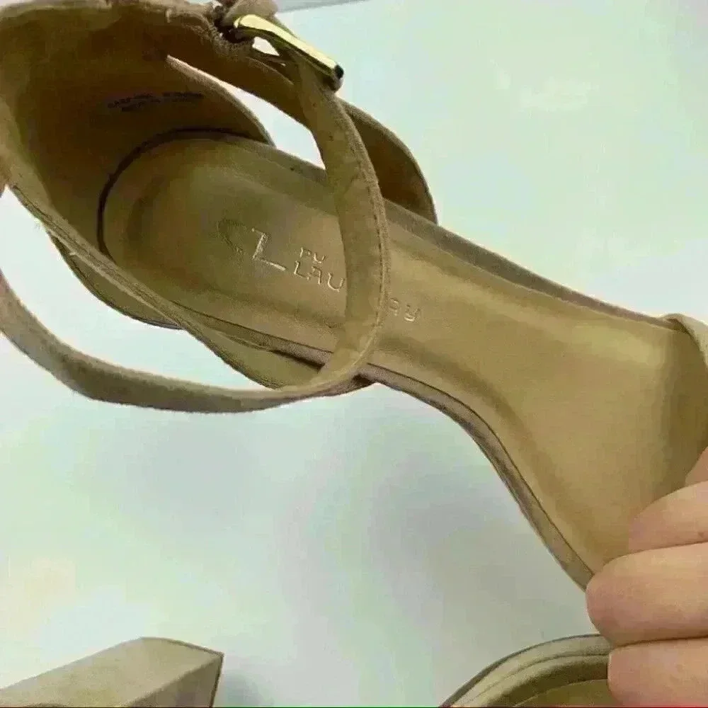 CL by Chinese Laundry heels sz 8.5 39 beige chunky y2K 90s vintage
